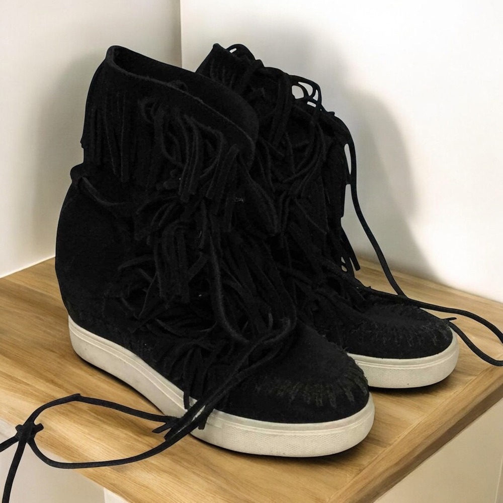 Baldi London suede leather fringe boots booties women's size‎ 8.5